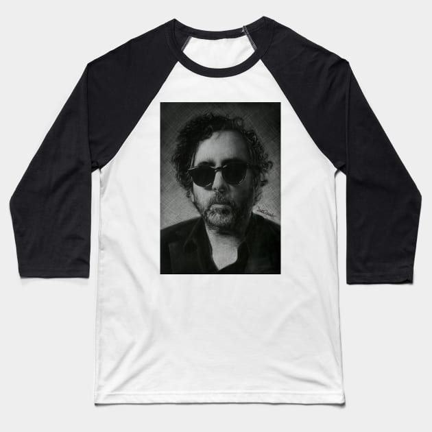 Tim Burton negative drawing Baseball T-Shirt by incloudines